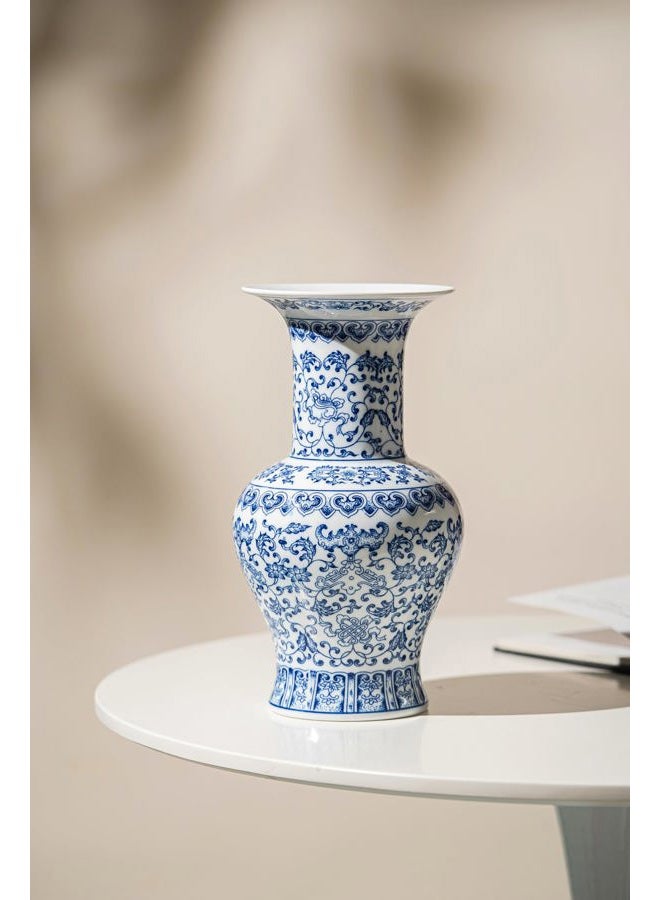 GaLouRo Vintage Blue and White Vase, Blue Vase, Chinoiserie Vase, Blue and White Ginger Jar Vase for Home Decor,Flower Vase for Tabletop, Blue and White Porcelain Décor,12" H - Image 5