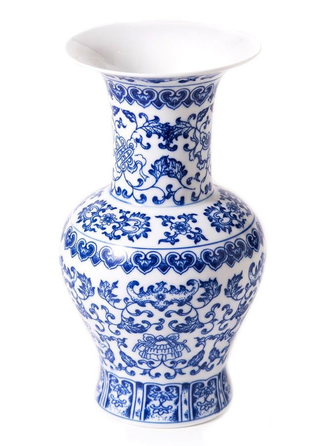 GaLouRo Vintage Blue and White Vase, Blue Vase, Chinoiserie Vase, Blue and White Ginger Jar Vase for Home Decor,Flower Vase for Tabletop, Blue and White Porcelain Décor,12" H - Image 1