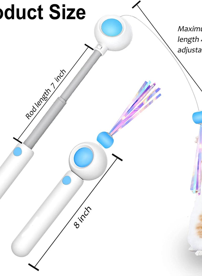 Cat Toys, Interactive Cat Stuff Toys for Indoor Cat, Cat Wand Toy, Cat Feather Toys with 2 Feather Refills, Retractable Cat Teaser Wand Toy for Small, Medium, Large Cats-Blue - Image 3