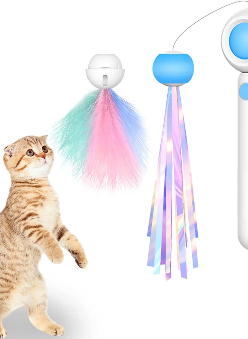 Cat Toys, Interactive Cat Stuff Toys for Indoor Cat, Cat Wand Toy, Cat Feather Toys with 2 Feather Refills, Retractable Cat Teaser Wand Toy for Small, Medium, Large Cats-Blue - Image 5