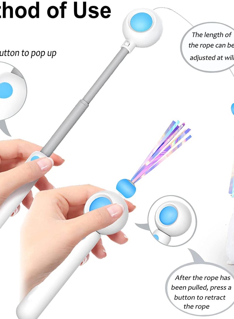 Cat Toys, Interactive Cat Stuff Toys for Indoor Cat, Cat Wand Toy, Cat Feather Toys with 2 Feather Refills, Retractable Cat Teaser Wand Toy for Small, Medium, Large Cats-Blue - Image 4