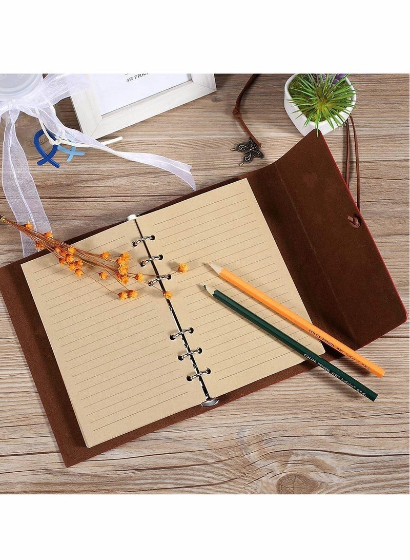 KASTWAVE Leather Notebook A5 Travel Journal Hardcover Diary Embossed Notepad Lined Page Yellow-White Paper Valentines Birthday Anniversary Gift for Kid Boy Girl Men Women - Image 4