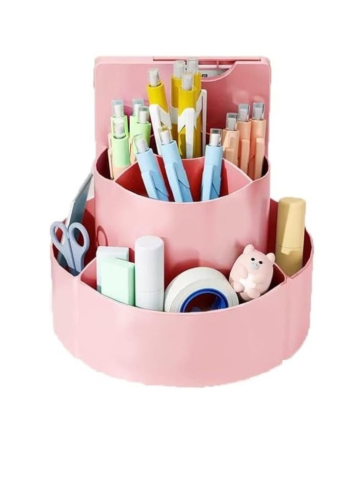 Spaceshoop Rotating Pen Holder Desk Organiser Compartments, Improved Large Capacity, 360° Rotatable, Can Hold Pencils, Colouring Pencils, Various Stationery and Paper Clipboard  - Image 1