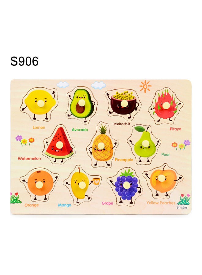 مجموعة أحجية قطع تركيب من الخشب بتصميم فواكه