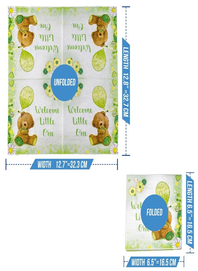 Iconikal 75-Count Baby Shower Party Napkins, Gender Neutral Green, Disposable Paper Party Napkins, Dinner Size - Image 3
