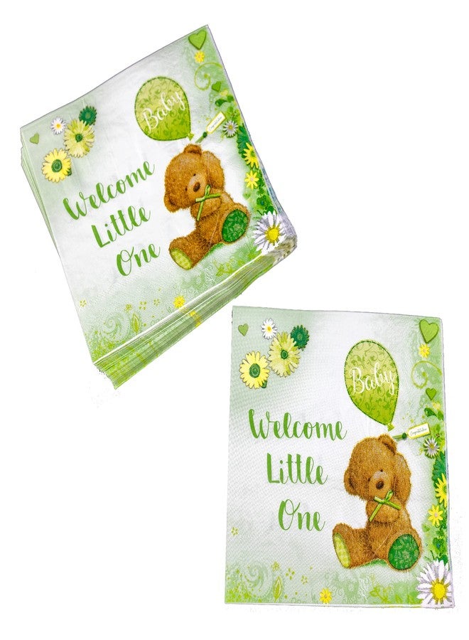 Iconikal 75-Count Baby Shower Party Napkins, Gender Neutral Green, Disposable Paper Party Napkins, Dinner Size - Image 2