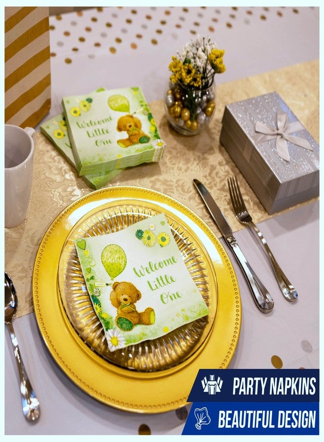 Iconikal 75-Count Baby Shower Party Napkins, Gender Neutral Green, Disposable Paper Party Napkins, Dinner Size - Image 5