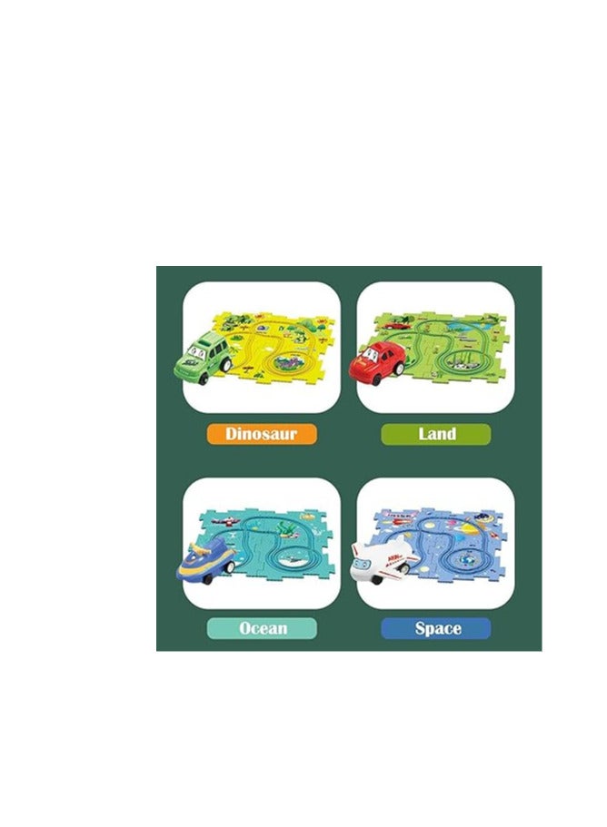 Puzzle Track Car Playset for Toddlers (13 Pieces) Multiple Shapes Random Selection - Image 1