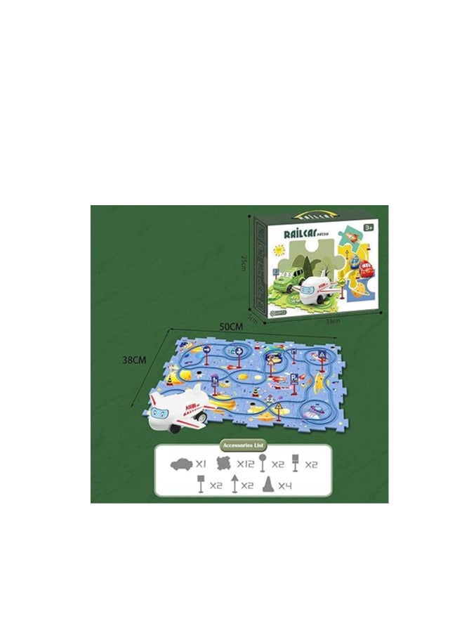 Puzzle Track Car Playset for Toddlers (13 Pieces) Multiple Shapes Random Selection - Image 5