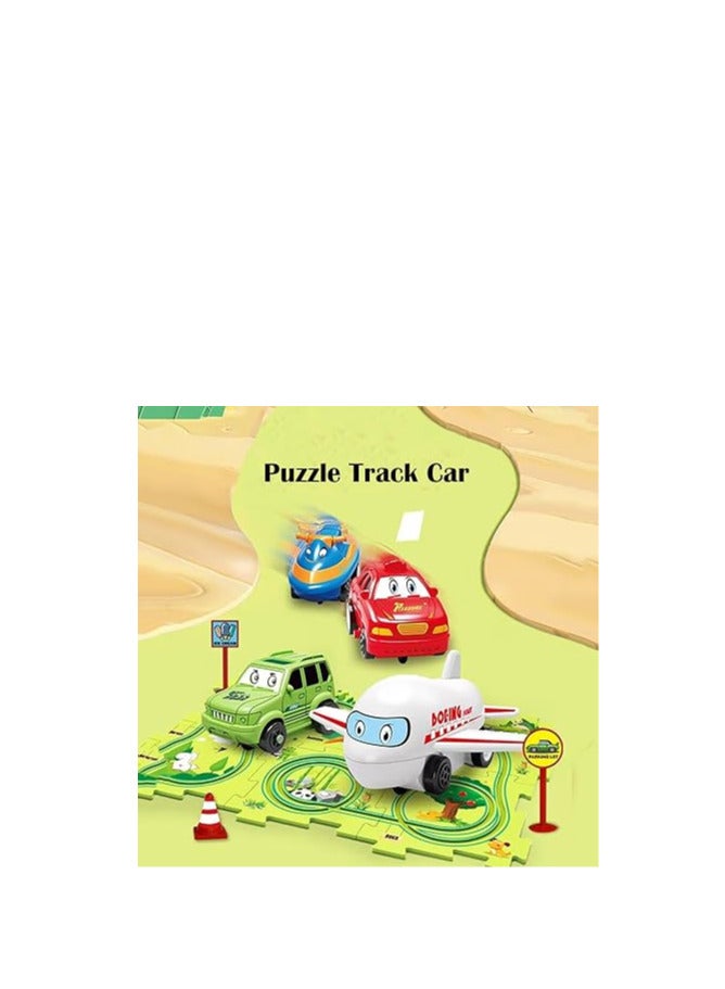 Puzzle Track Car Playset for Toddlers (13 Pieces) Multiple Shapes Random Selection - Image 2