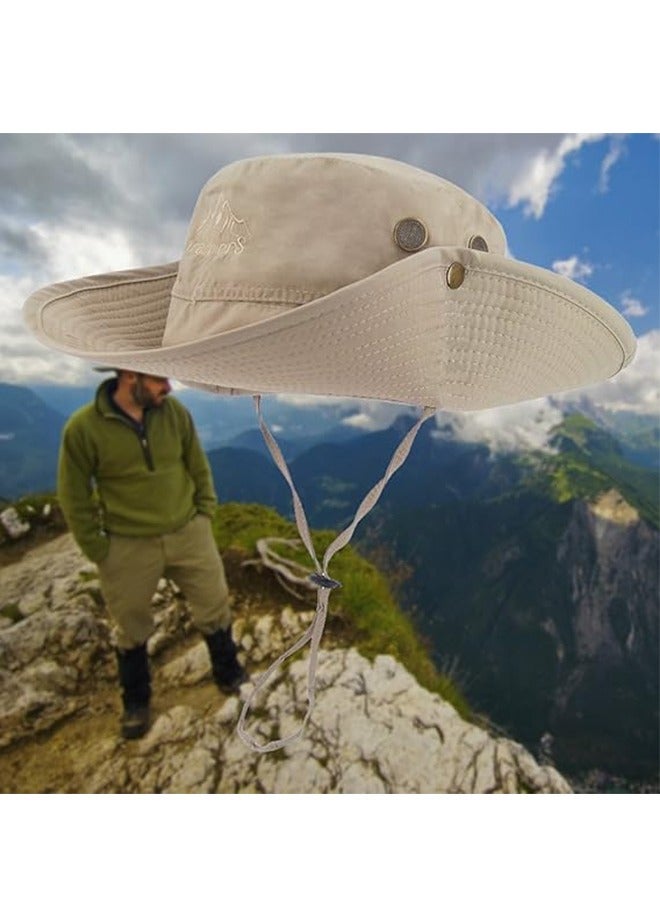 Generic Bucket Hat,Outdoor Waterproof Boonie Hat Wide Brim Breathable Hunting Fishing Safari Sun Hat,Outdoor mountaineering fishing sun hat wide brim men's sun hat Beige - Image 3