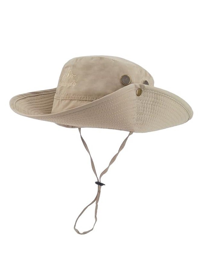 Generic Bucket Hat,Outdoor Waterproof Boonie Hat Wide Brim Breathable Hunting Fishing Safari Sun Hat,Outdoor mountaineering fishing sun hat wide brim men's sun hat Beige - Image 1
