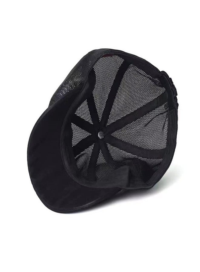 FASHIXD Newsboy Hats for Men Mesh Gatsby Cap Breathable Summer Hat Adjustable (Black) - Image 4