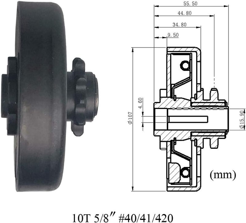 MOOSUN Centrifugal Clutch 5/8" Bore Shaft 10 Tooth with #40/41/420 Chain Sprocket for Go-Karts and Mini Bikes - Image 4