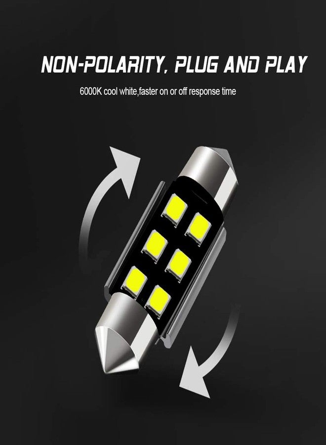 AUXLIGHT مصابيح إضاءة داخلية LED من AUXLIGHT 6418 6411 DE3425 C5W DE3423 مقاس 36 مم (1.42 بوصة) بتقنية Canbus خالية من الأخطاء، لون أبيض زينون 6000 كلفن، رقائق 6SMD فائقة السطوع لإضاءة القبة، وإضاءة الخرائط، وإضاءة الأبواب، وإضاءة لوحة الترخيص (عبوة من 6 مصابيح). - Image 2