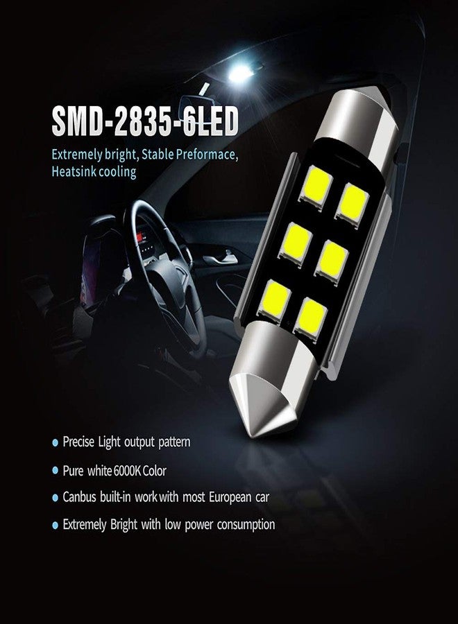 AUXLIGHT مصابيح إضاءة داخلية LED من AUXLIGHT 6418 6411 DE3425 C5W DE3423 مقاس 36 مم (1.42 بوصة) بتقنية Canbus خالية من الأخطاء، لون أبيض زينون 6000 كلفن، رقائق 6SMD فائقة السطوع لإضاءة القبة، وإضاءة الخرائط، وإضاءة الأبواب، وإضاءة لوحة الترخيص (عبوة من 6 مصابيح). - Image 5