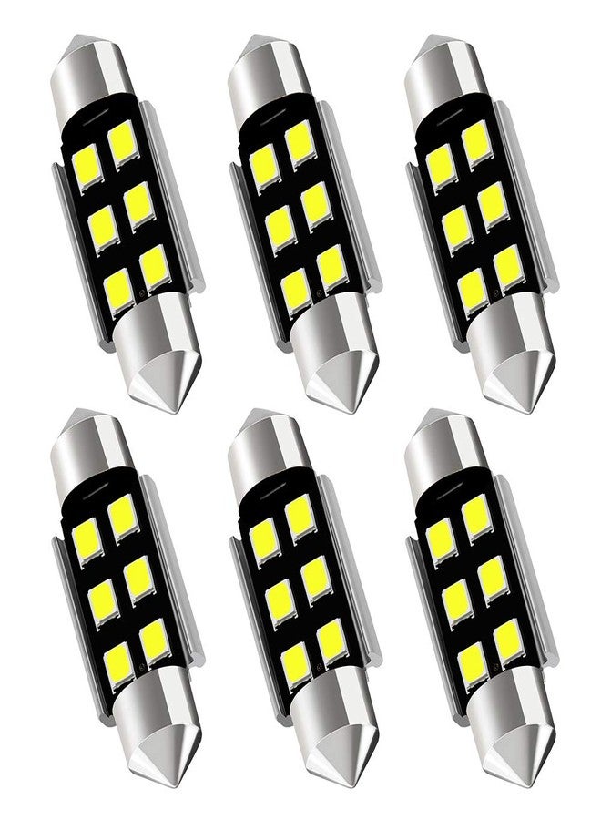AUXLIGHT مصابيح إضاءة داخلية LED من AUXLIGHT 6418 6411 DE3425 C5W DE3423 مقاس 36 مم (1.42 بوصة) بتقنية Canbus خالية من الأخطاء، لون أبيض زينون 6000 كلفن، رقائق 6SMD فائقة السطوع لإضاءة القبة، وإضاءة الخرائط، وإضاءة الأبواب، وإضاءة لوحة الترخيص (عبوة من 6 مصابيح). - Image 1