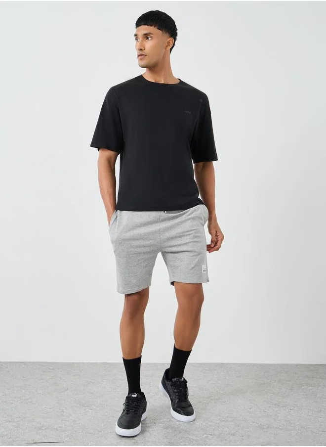 ستايلي Styli Badge Detail Regular Fit Terry Shorts