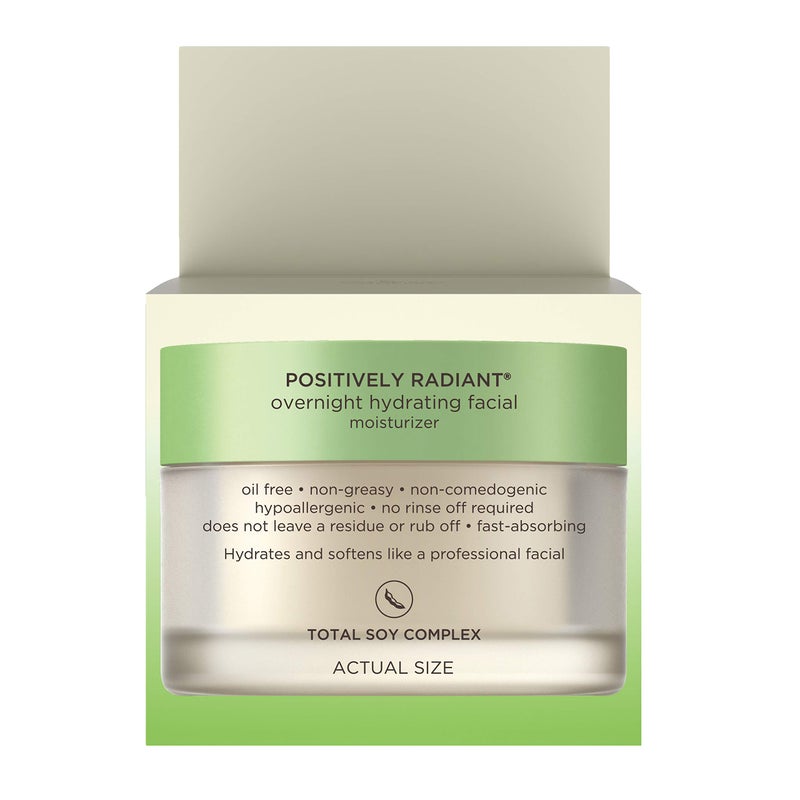 Aveeno Positively Radiant Overnight Hydrating Facial Moisturizer with Soy Extract and Hyaluronic Acid, Oil-Free and Non-Comedogenic, 1.7 oz - Image 4