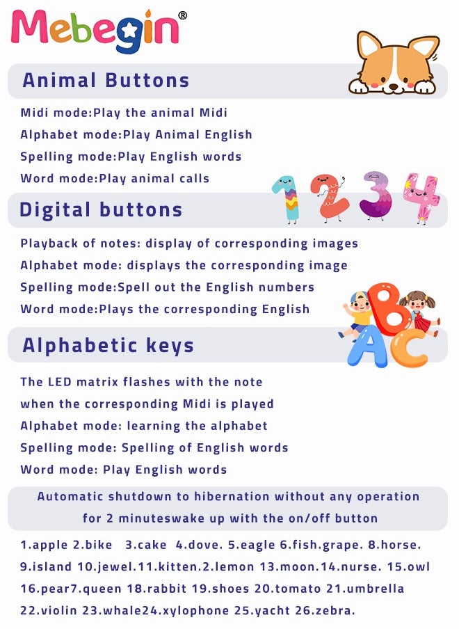 Generic - Kids Tablet Learning machine Pad Toy with A-to-Z Alphabet and 1-to-10 Numbers Piano Keys English Early Education Intelligent Story Machine Large-capacity Content Multi-functional Toy - Image 1