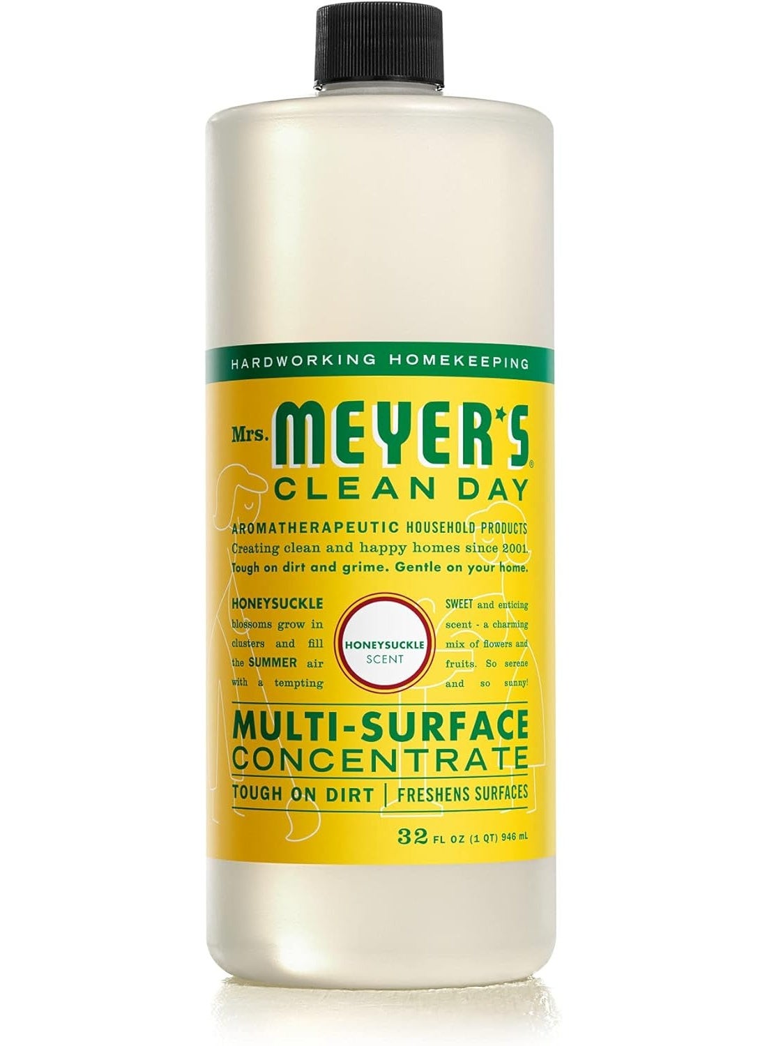 MRS. MEYER'S CLEAN DAY Multi-Surface Cleaner Concentrate, Use to Clean Floors, Tile, Counters, Honeysuckle, 32 fl. Oz