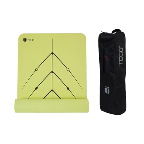 TEGO Stance Yoga Mat with GuideAlign for Posture Alignment (Volt With bag) | Reversible Design with Dual Texture Grip | 5mm Thick | Antimicrobial, Non-Slip, Sweat-Resistant | 6ft x 2ft | Yoga & Fitness Mat | Shoe-friendly Workout Mat - Image 1
