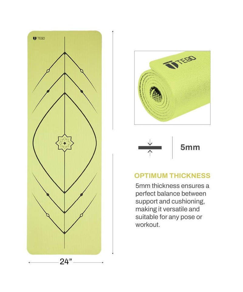 TEGO Stance Yoga Mat with GuideAlign for Posture Alignment (Volt With bag) | Reversible Design with Dual Texture Grip | 5mm Thick | Antimicrobial, Non-Slip, Sweat-Resistant | 6ft x 2ft | Yoga & Fitness Mat | Shoe-friendly Workout Mat - Image 3