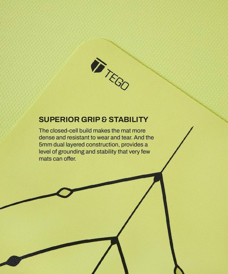 TEGO Stance Yoga Mat with GuideAlign for Posture Alignment (Volt With bag) | Reversible Design with Dual Texture Grip | 5mm Thick | Antimicrobial, Non-Slip, Sweat-Resistant | 6ft x 2ft | Yoga & Fitness Mat | Shoe-friendly Workout Mat - Image 4