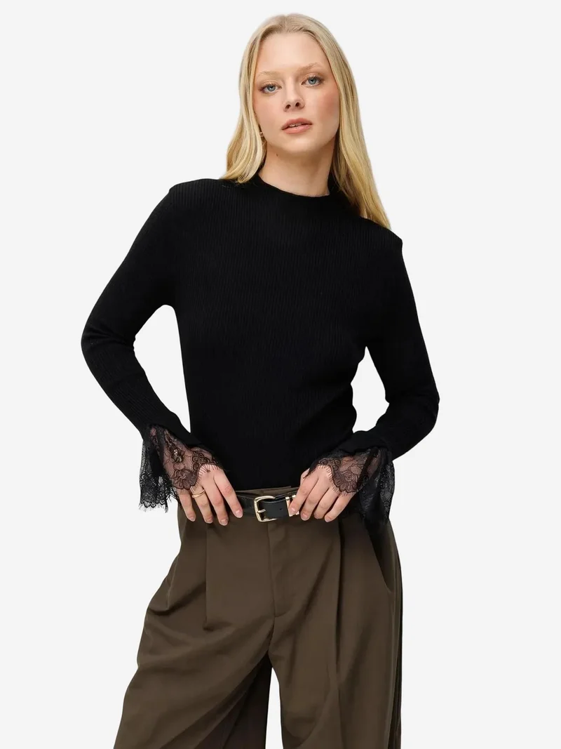 MIXRAY Slim Fit Ribbed Knit Sweater with Crew Neck