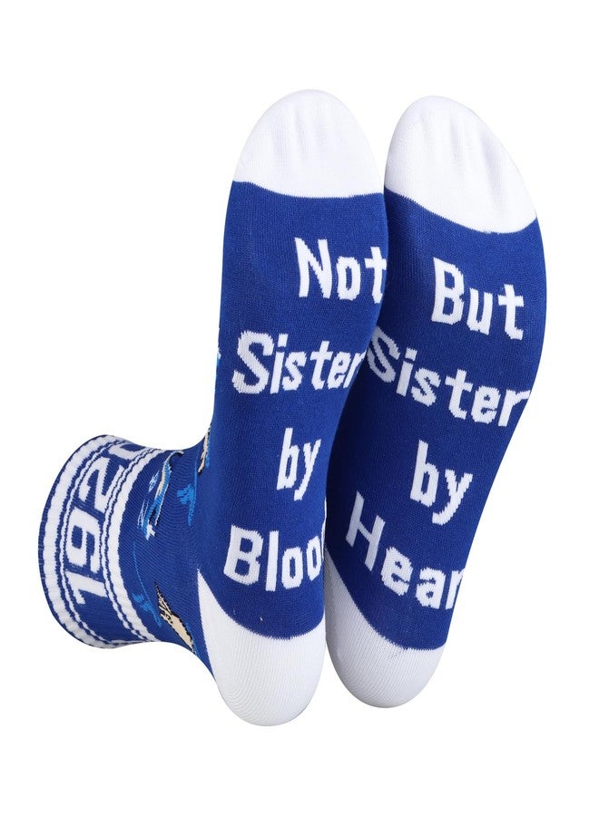 LEVLO 1 Pair 1920 Sorority Socks Not Sisters by Blood But Sisters by Heart Finer Women Gift (Cotton, SISTERS 1920) - Image 1