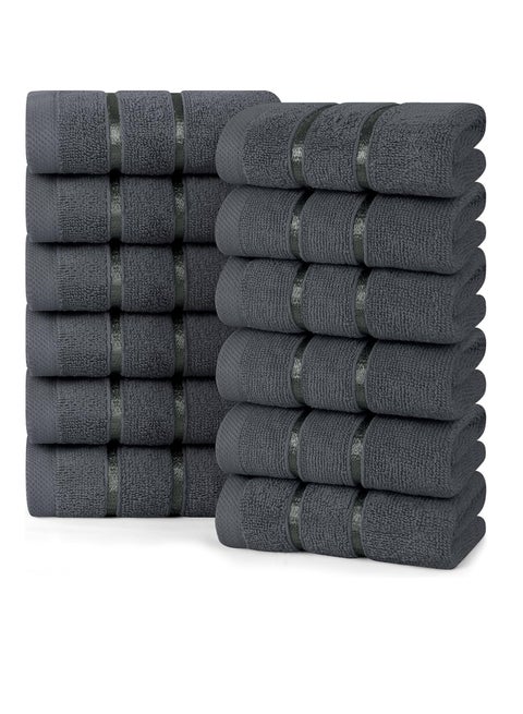 Utopia Towels - 12 Pack Viscose Luxury Wash Cloths Set (12 x 12 Inches) Cotton Ring Spun, Highly Absorbent and Soft Feel Essential Washcloths for Bathroom, Face Towel, Gym and Spa (Grey)