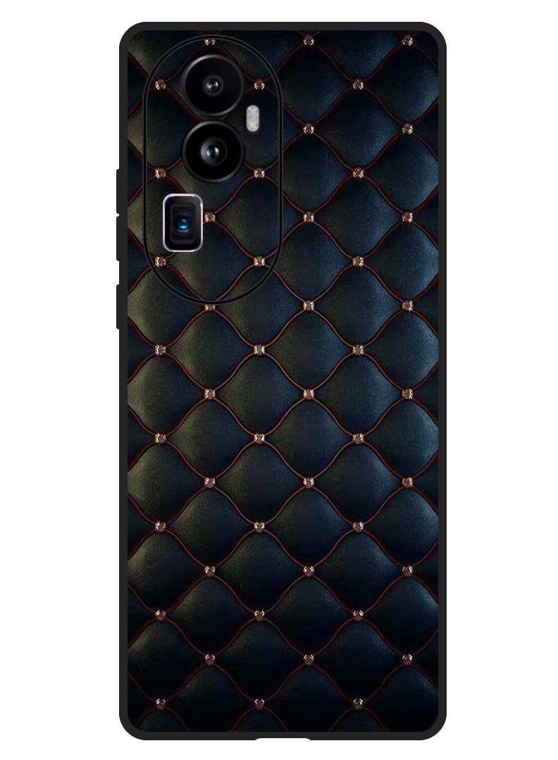 Theodor جراب واقٍ مضاد للخدش ومقاوم للصدمات لهاتف Oppo Reno 10 Pro Plus مطبوع عليه نقشة قماشية سوداء - Image 1