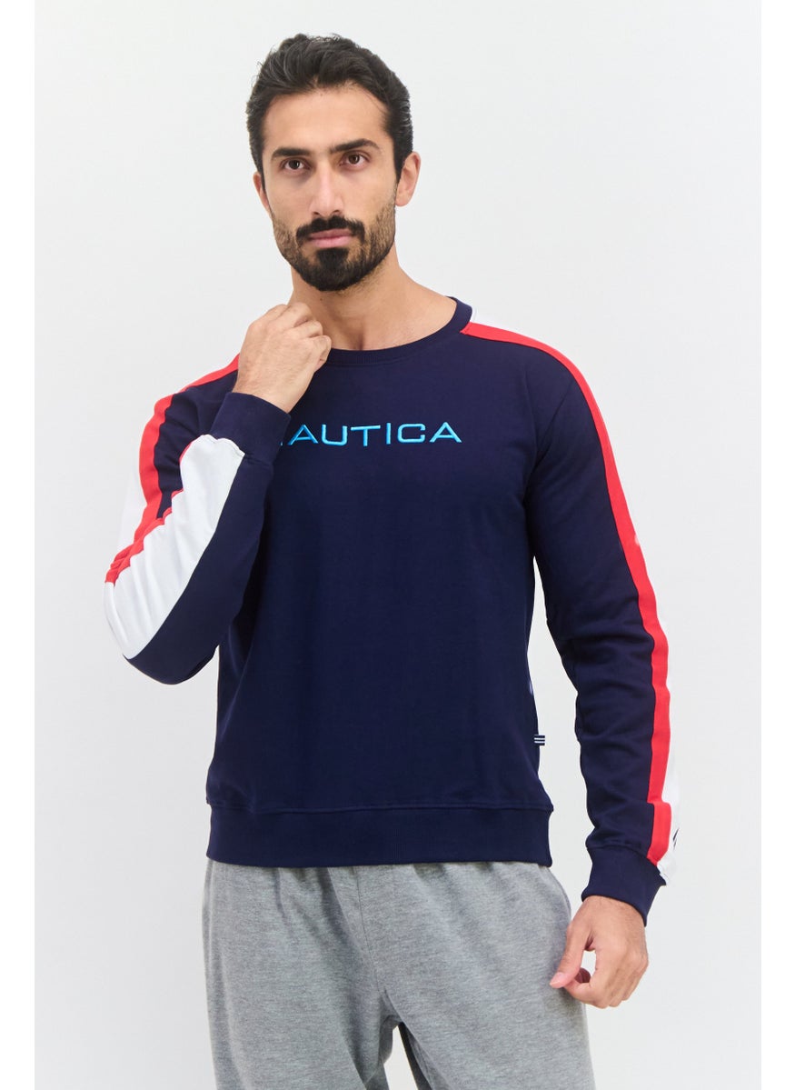 NAUTICA Men Sportswear Fit Outdoor Long Sleeve Sweatshirt, Navy Blue  - Image 1