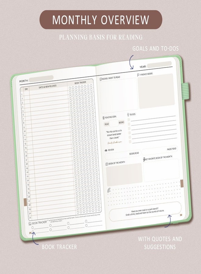 BIROYAL Reading Journal with Book Reviews Green - Image 4