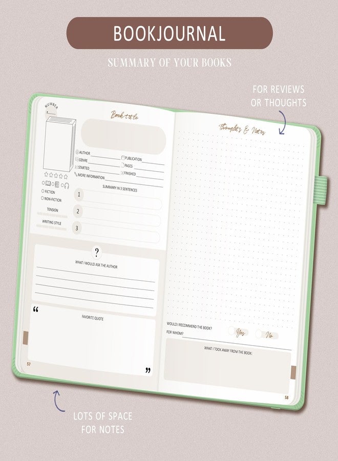 BIROYAL Reading Journal with Book Reviews Green - Image 3