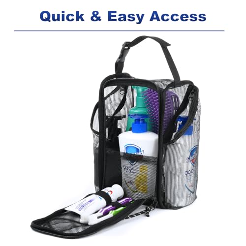 Cosmos Mesh Shower Caddy Toiletry Organizer Hanging Shower Tote Bag, Quick Dry Shower Organizer Portable Bath Bag with Durable Zippers & Side Pockets for Travel, Gym, Swimming, Beach and Camp - Image 3
