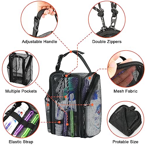 Cosmos Mesh Shower Caddy Toiletry Organizer Hanging Shower Tote Bag, Quick Dry Shower Organizer Portable Bath Bag with Durable Zippers & Side Pockets for Travel, Gym, Swimming, Beach and Camp - Image 4