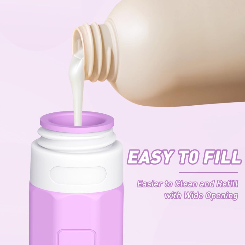 Redfly Travel Bottles for Toiletries, Tsa Approved 3oz Travel Size Containers, Leak Proof Travel Size Toiletries Bottles Silicone, BPA Free Refillable Essentials for Shampoo Conditioners, Purple - Image 2