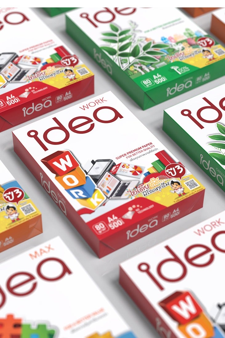 IDEA Work A4 Copy Paper  80 GSM, 5 Reams x 500 Sheets, Total 2500 Sheets  Super-White, Jam-Free, Made in Thailand - Image 3
