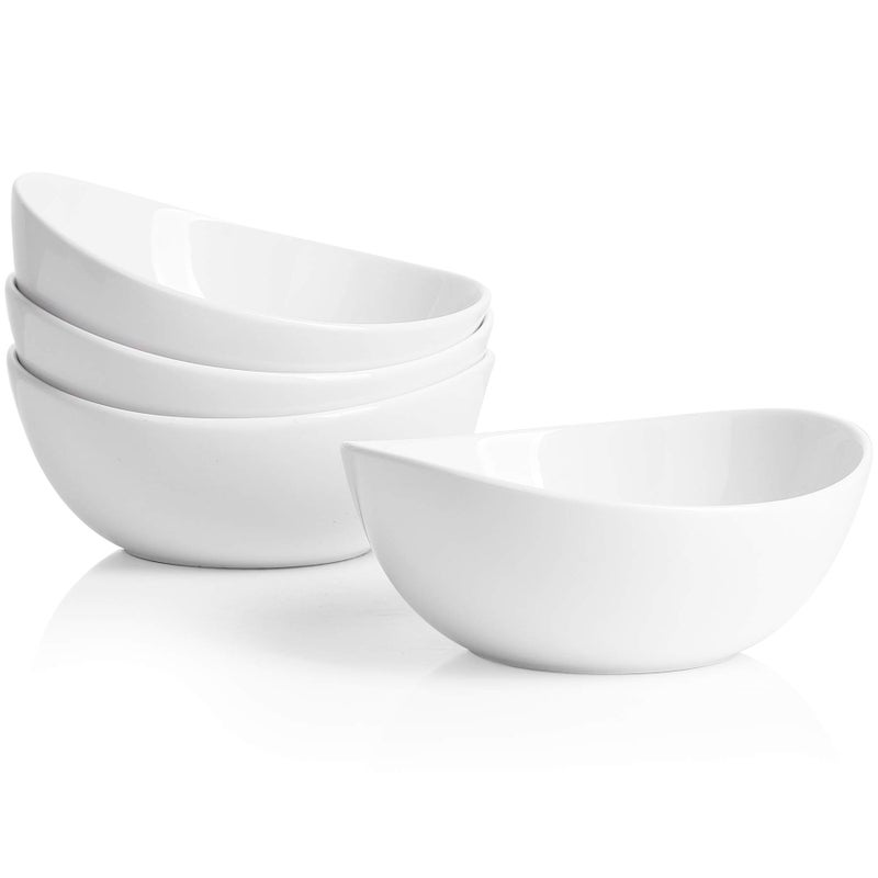 Sweese 6 Inch Porcelain 18 oz Bowls Set of 4 for SoupCerealFruitsRice Microwave Dishwasher and Oven Safe  White