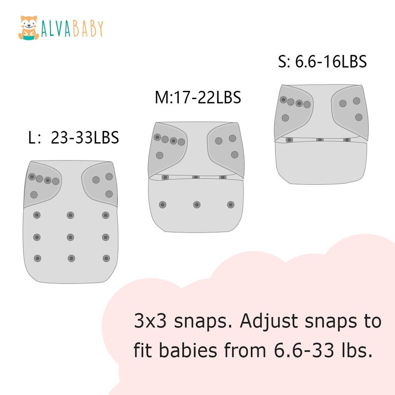 ALVA 6 Pack Cloth Diaper with 12 Inserts One Size Adjustable Washable Reusable Diaper Cover for Baby Girls and Boys - Image 5
