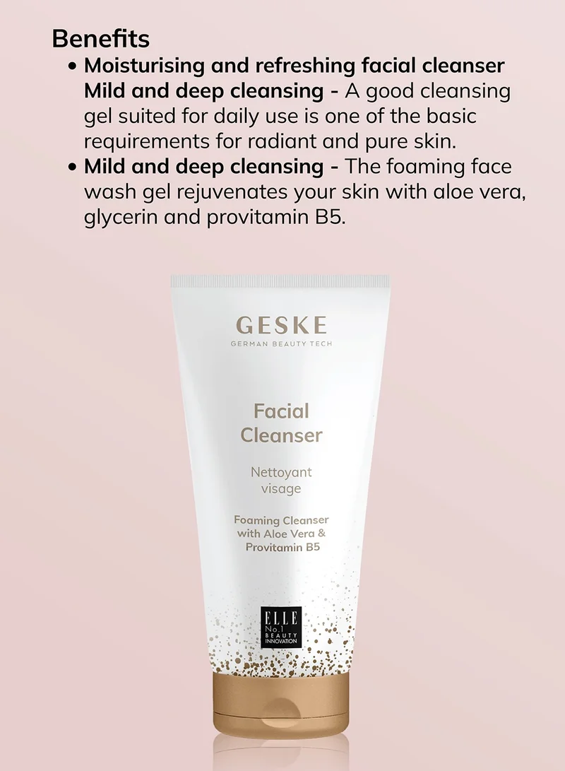 GESKE Geske Foaming Cleanser Lotion,Aloe Vera & Provitamin B5, Deep Cleanse, Exfoliate & Nourish + Sonic Facial Brush 4 in 1 Complete Skincare Set for Radiant, Healthy Skin (Combo Pack)- Grey