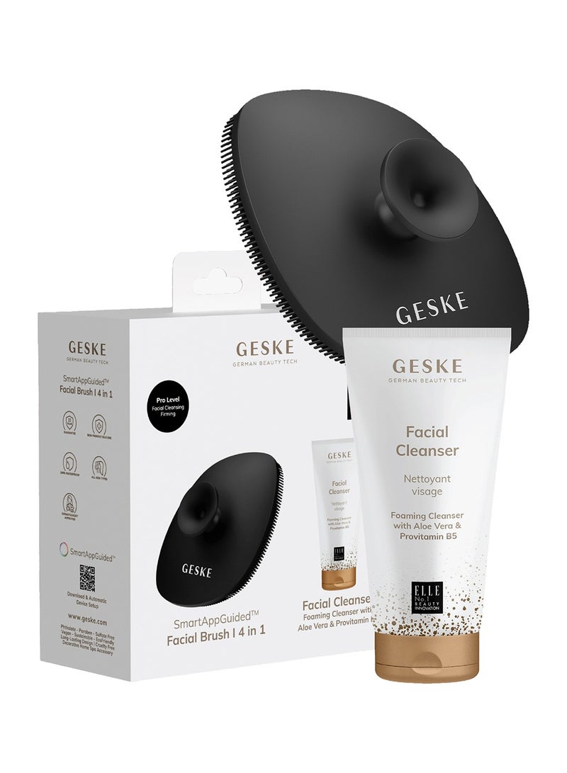 GESKE Geske Foaming Cleanser Lotion,Aloe Vera & Provitamin B5, Deep Cleanse, Exfoliate & Nourish + Sonic Facial Brush 4 in 1 Complete Skincare Set for Radiant, Healthy Skin (Combo Pack)- Grey - Image 1