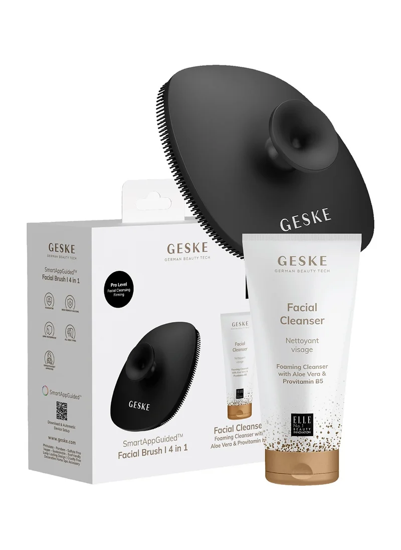 GESKE Geske Foaming Cleanser Lotion,Aloe Vera & Provitamin B5, Deep Cleanse, Exfoliate & Nourish + Sonic Facial Brush 4 in 1 Complete Skincare Set for Radiant, Healthy Skin (Combo Pack)- Grey