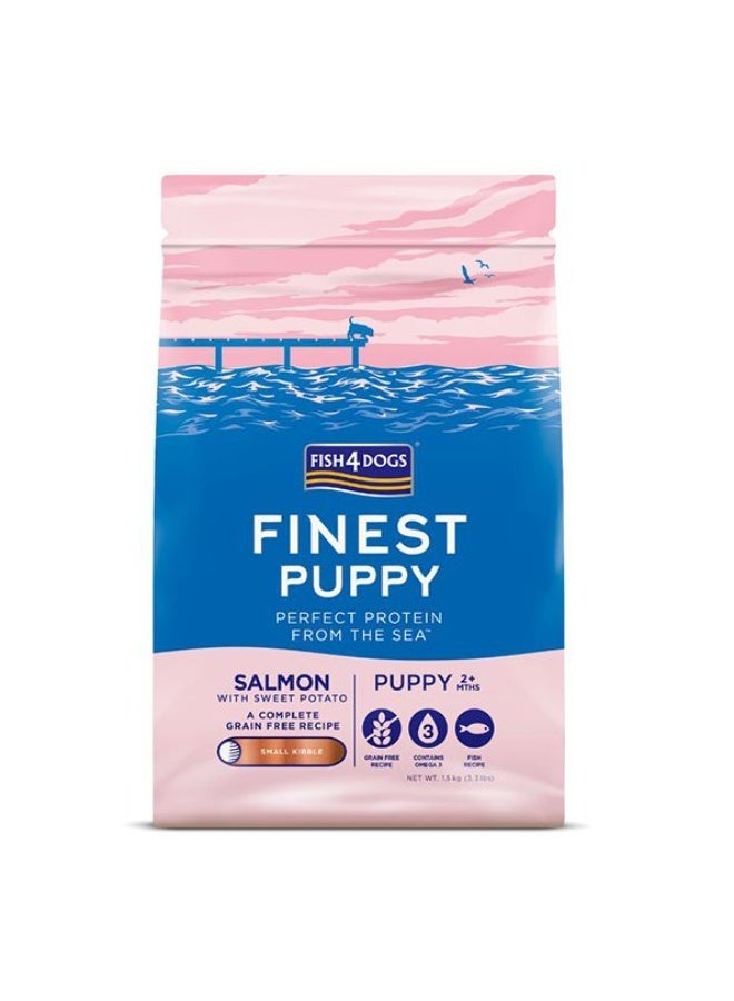 (فيش٤دوجس) طعام Fish4dogs للجراء، بنكهة السلمون والبطاطا الحلوة، قطع صغيرة، 1.5 كجم - Image 1