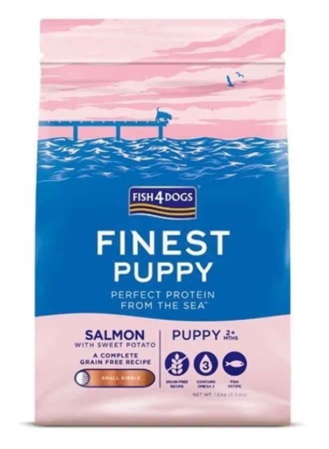 Fish4dogs Puppy Salmon Sweet Potato Small Kibble 1.5kg - Image 1