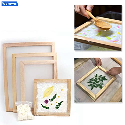 Worown 5 Different Size Wooden Paper Making Screens, PaperMaking Mold and Deckle, Paper Making Frames for DIY Paper Crafts - Image 4