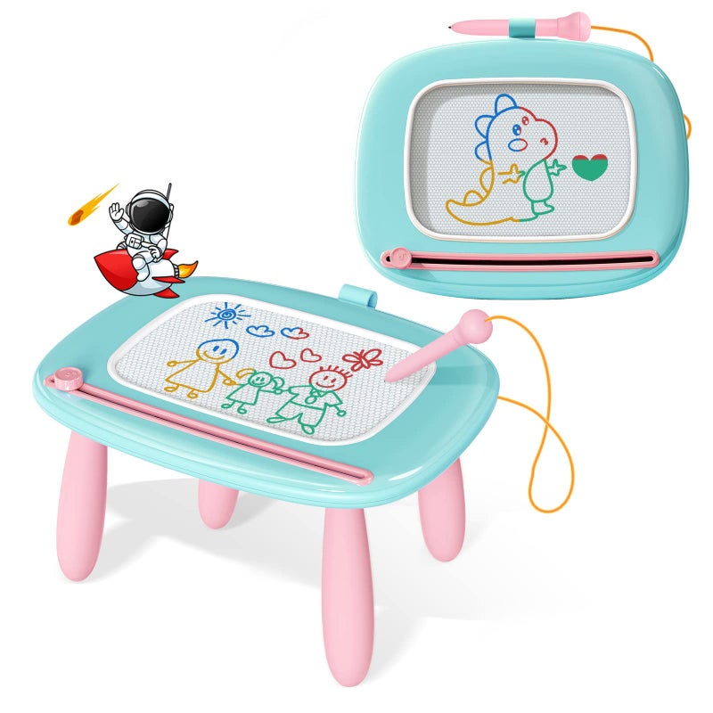 Kikidex Toddlers Toys Age 1-3, Magnetic Drawing Board, Doodle Board Pad Learning and Educational Toys for 1 2 3 Year Old Baby Kids Birthday Gift (Mint Blue) - Image 1