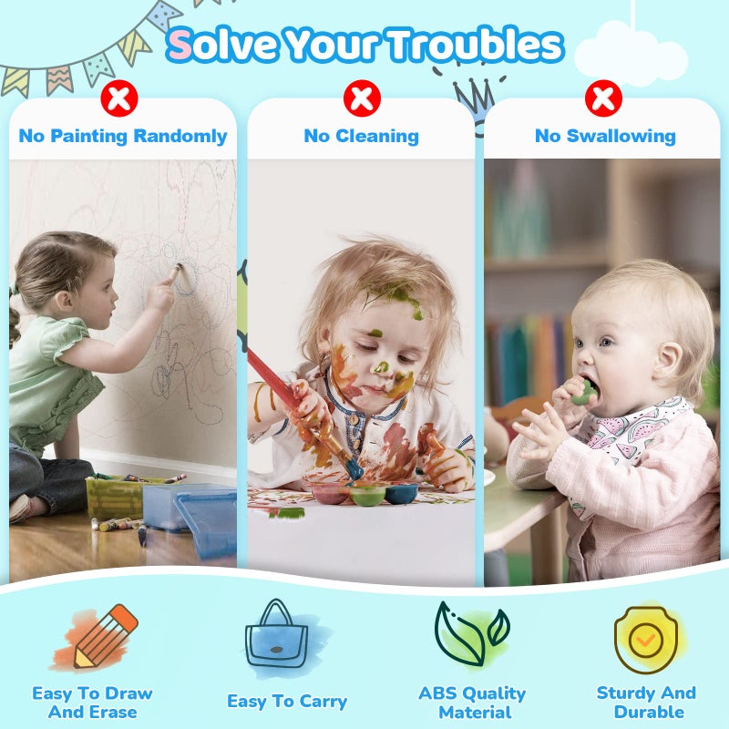 Kikidex Toddlers Toys Age 1-3, Magnetic Drawing Board, Doodle Board Pad Learning and Educational Toys for 1 2 3 Year Old Baby Kids Birthday Gift (Mint Blue) - Image 3