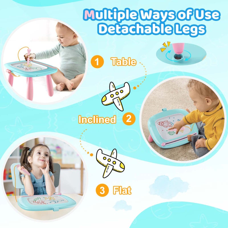 Kikidex Toddlers Toys Age 1-3, Magnetic Drawing Board, Doodle Board Pad Learning and Educational Toys for 1 2 3 Year Old Baby Kids Birthday Gift (Mint Blue) - Image 4